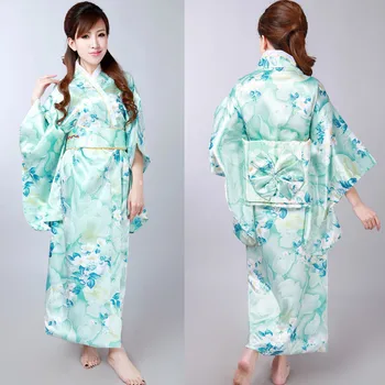 

12 Styles High Quality Faux silk pajamas Japanese Traditional kimono half sleeved robe family robe Hot Spring bathrobe JXH21