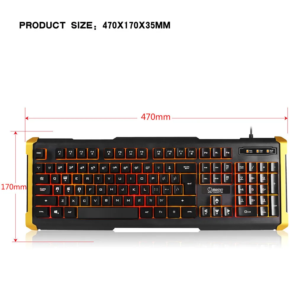 Computer Multimedia Gamer Combo ZERODATE K12 USB Wired Euphotic Keyboard and Mouse USB For PC Computer Work Fashion Design