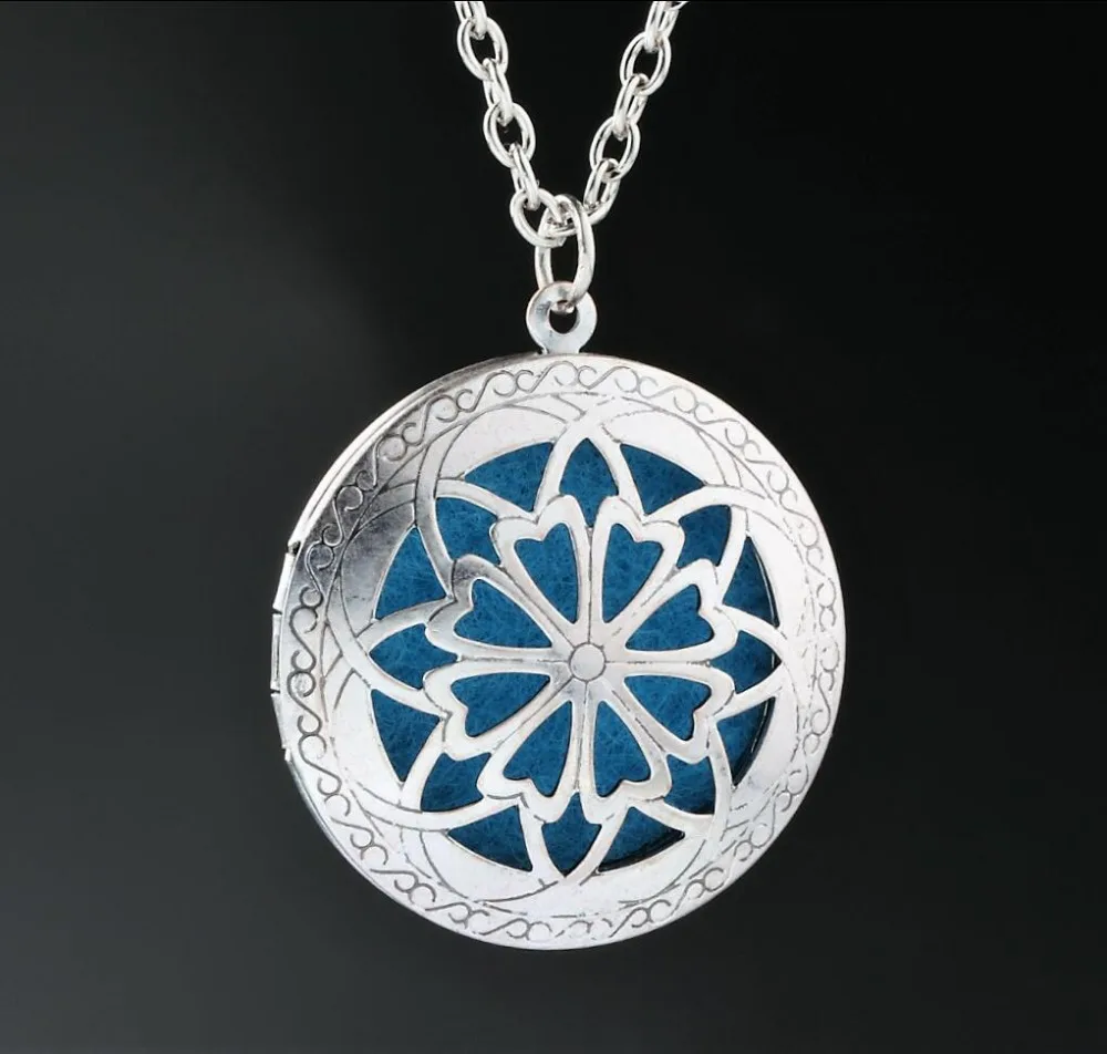Essential Oil Pendant Necklace Antique Silver Diffuser Heart Locket