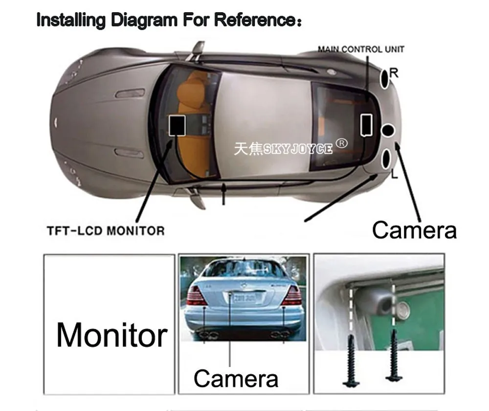 CCD HD car camera frontside leftright rear view camera waterproof universal car reversing parking detector camera black (1)