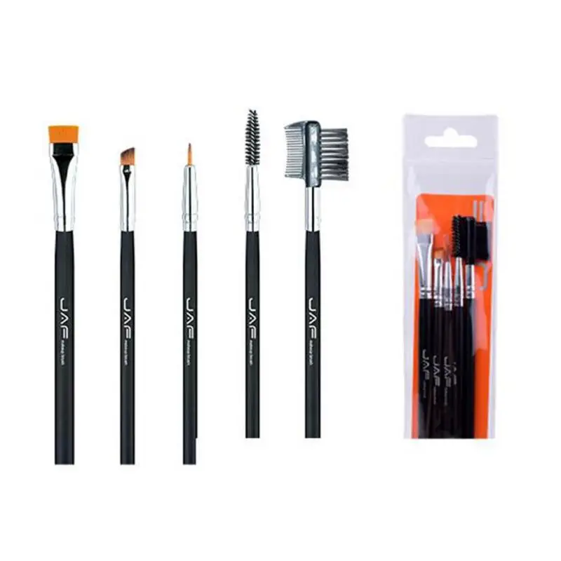 

JAF 100% Vegan Eye Makeup Cosmetic Brush Set 5 Pcs for Eyeliner Eyebrow Eyelash Syenthetic Hair Brush Comb Make up Y3