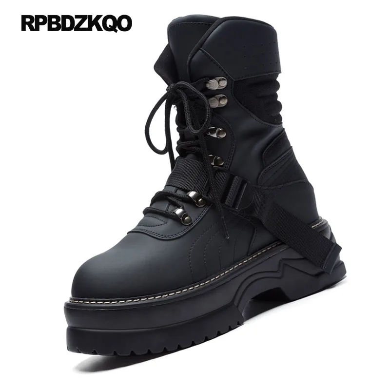 Luxe Plate Femmes Cheville Chaussures Grand Noir Taille Combat 41 De Rond Talon Flatform 10 forme Noir Dentelle Militaire blanc Bout Muffin Bottes Jusqu'à Moyen A8fzq