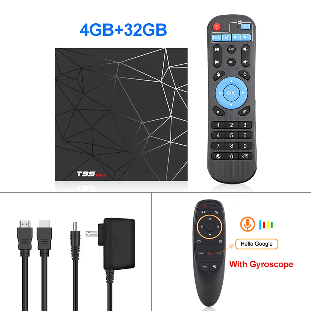 T95 MAX Smart tv BOX Android 9,0 4GB ram 32G/64GB Android tv Box 9,0 Allwinner H6 2,4G Wifi Youtube 4K tv box медиаплеер T95max - Цвет: 4G32G G10 air mouse