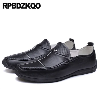 

High Quality Genuine Leather Men Loafers Luxury Brand Summer Cow New 2018 Rubber Slip On Black Real Driving Casual Breathable