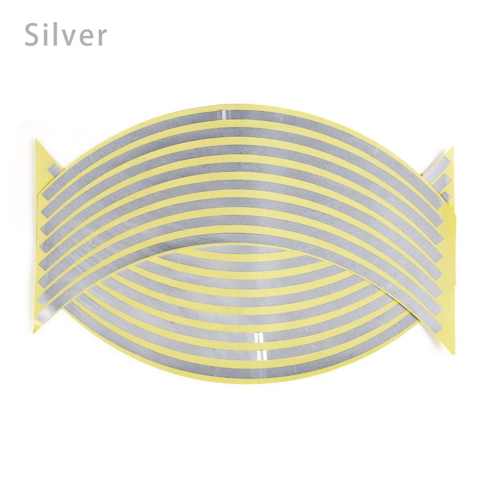 16 полосок/набор светоотражающая лента для автомобиля обода мотоцикла полоса колесная Наклейка s Автомобильная ободная лента наклейка DIY украшения мотоцикла - Цвет: Серебристый