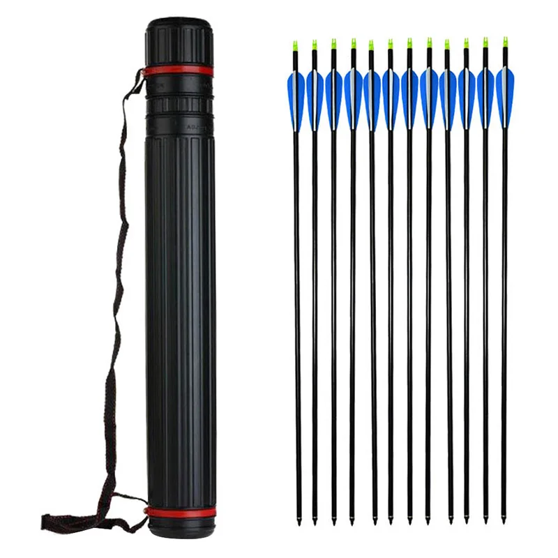 

LumiParty Portable Telescopic Archery Arrow Holder Plastic Quiver with Adjustable Back Strap for Hunting Shooting
