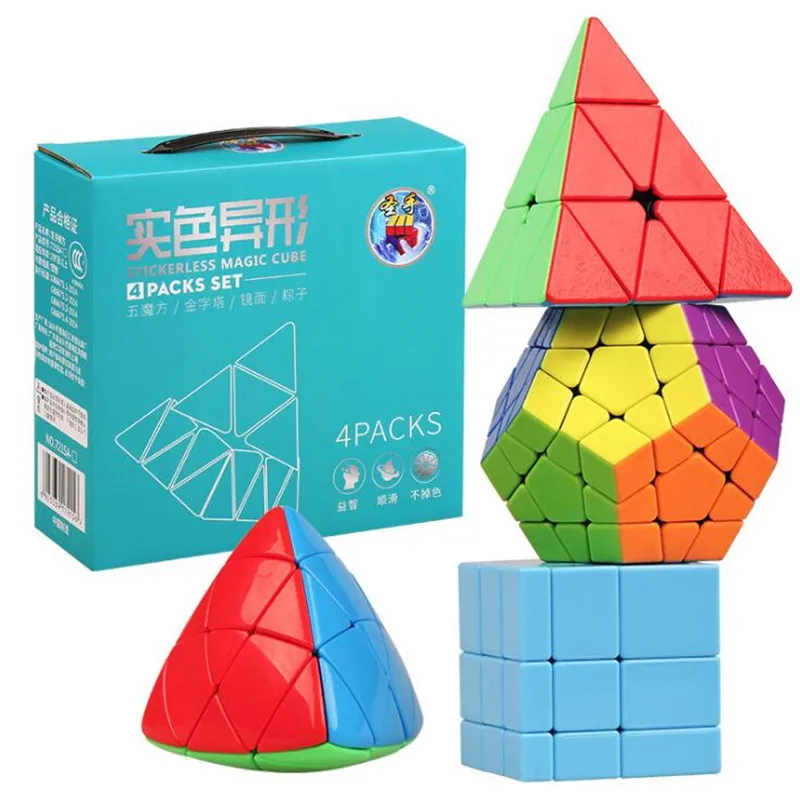 

4Pcs/Set Dodecahedron Speed Stickerless Strange-Shaped Magic Cube Profession Mirror Puzzle Educational Toys For Kids Gifts