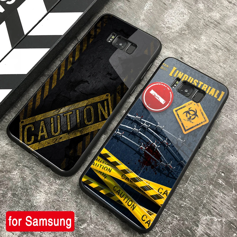 

FinderCase for Samsung Note 9 Case Caution Sign note 10 plus Glass Cover for Samsung Galaxy S10 lite Note 8 9 10 S8 S9 S10 Plus