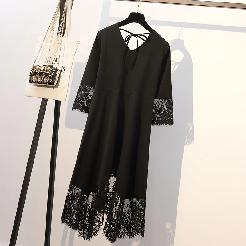 YICIYA размера плюс платья xxxl 4xl 5xl женское кружевное элегантное платье с короткими рукавами летнее платье с v-образным вырезом сращивания халат весенняя одежда
