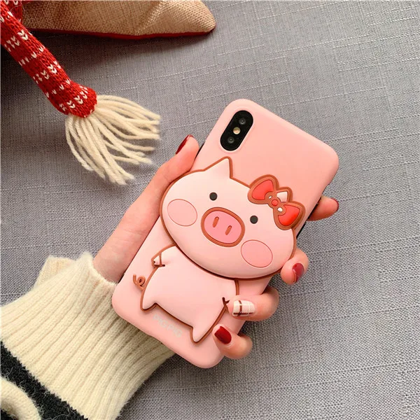 Привлекательный розовый милый 3d чехол для телефона pig Для Apple iphone 6 6s 7 8 Plus X XS XR MAX - Цвет: style 1