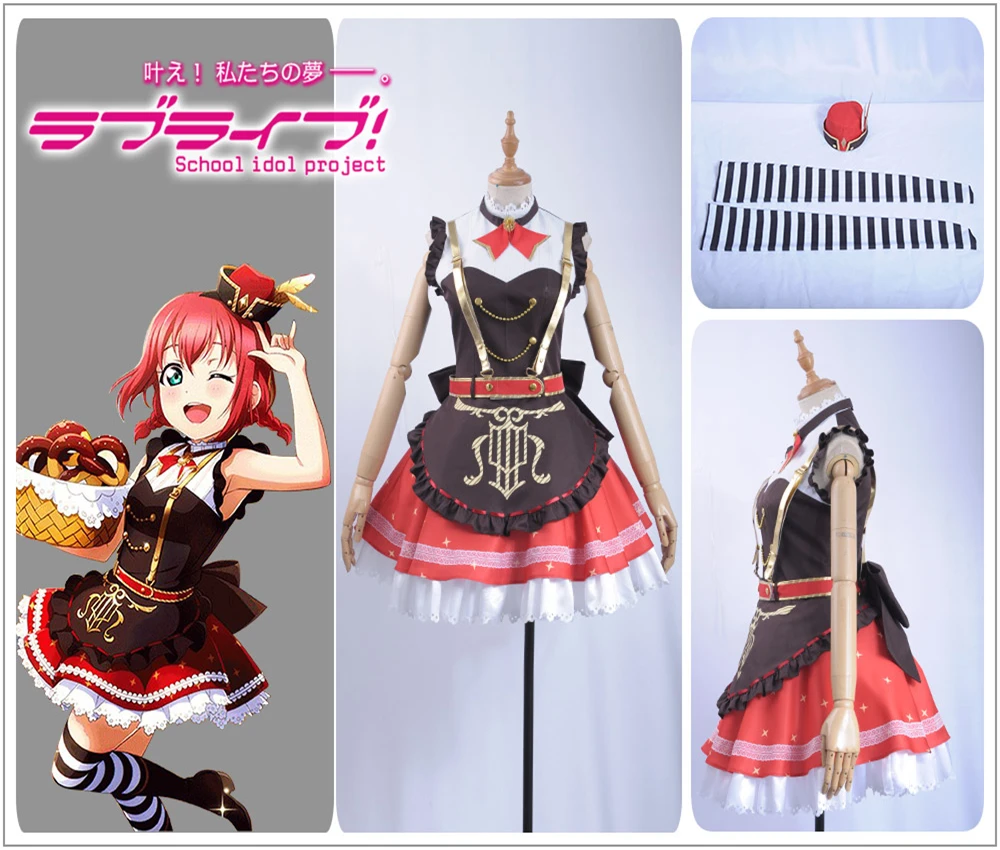 Милый! Солнечный свет! Aqours mijyku Bremen Band Kurosawa Ruby Косплей Костюм на заказ красное мини
