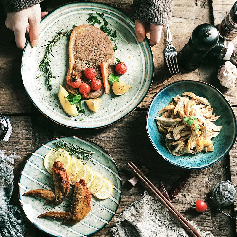 

NIMITIME Nordic Style Ceramic Western Steak Plate Dish Rice Bowl Home Water Cup Mug Tableware