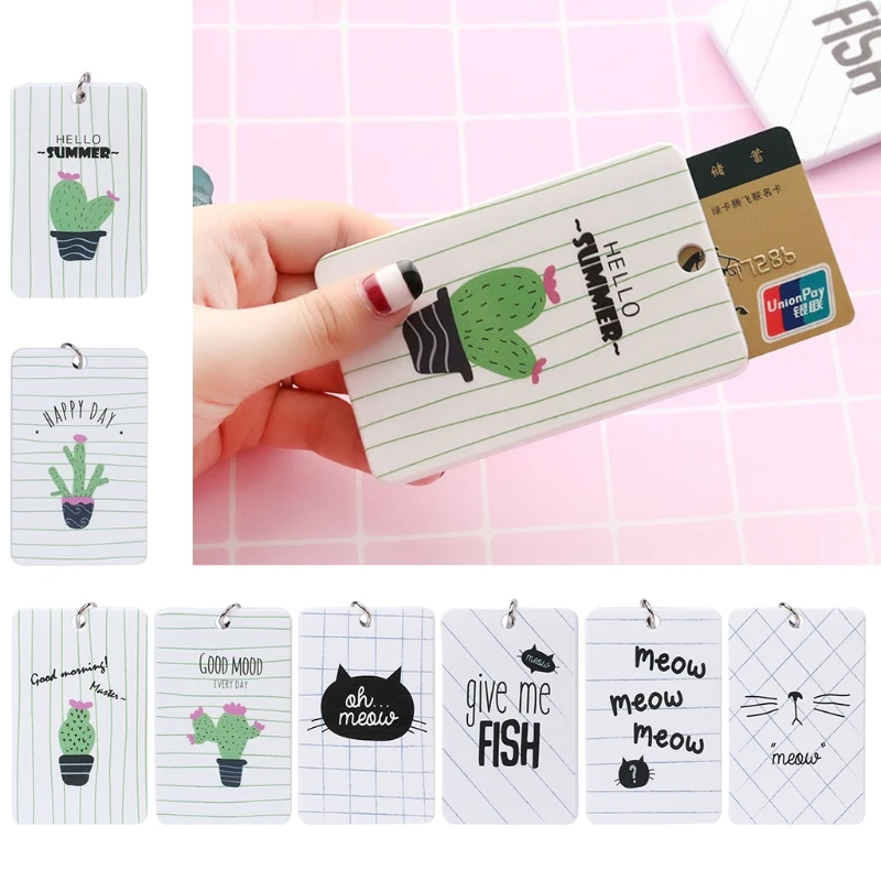 

THINKTHENDO Chic Women Men Bus ID Card Holder Card Case Badge Key Ring Keychain Stylish Gift Acrylic+stainless steel Casual Bags