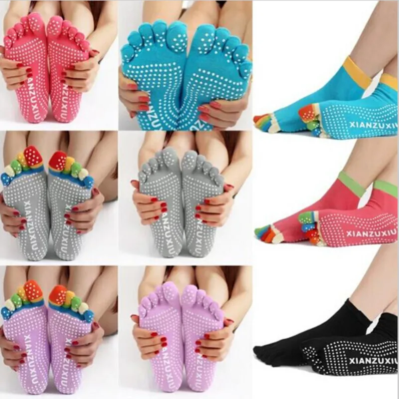 

5 Pair Women Yoga Toes Socks Gym Dance Exercise 5-Fingers Socks Non-slip Deodorant Breathable Cotton Foot Massage Knitted Socks