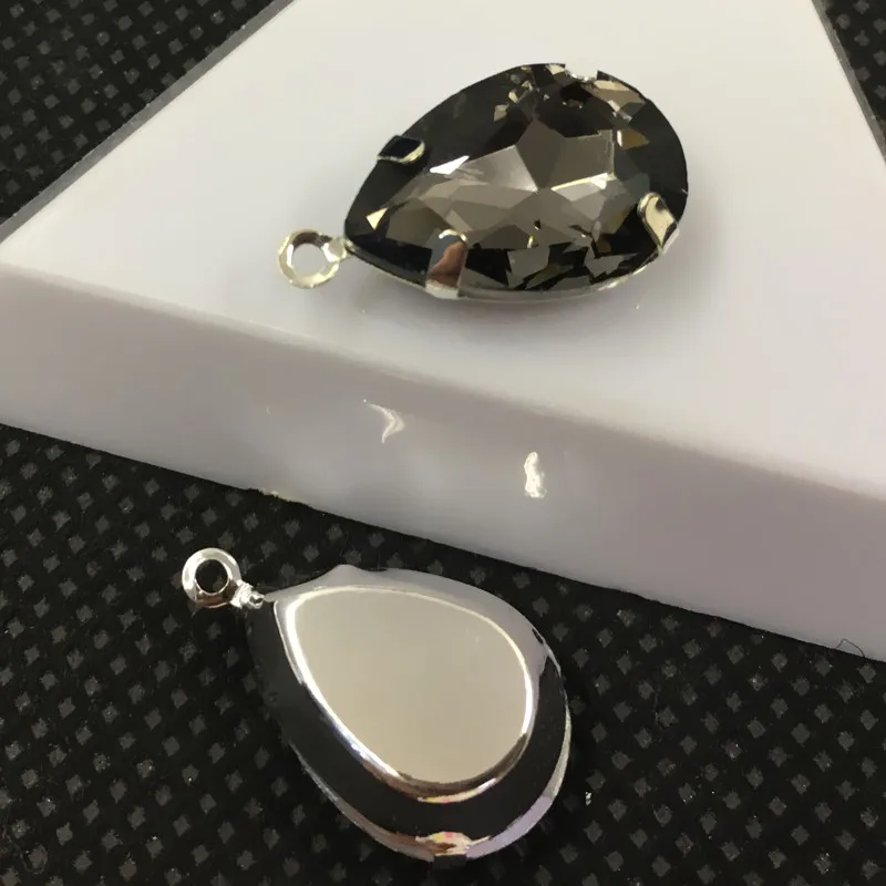 13x18 мм Teardrop Стекло камень в Кулон Коготь Установка, капли Шарм, груша кулон - Цвет: black diamond