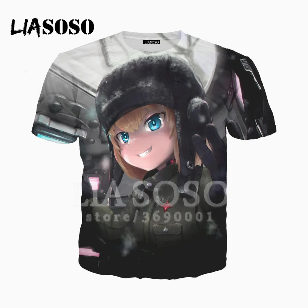 

LIASOSO 3D Print Unisex Anime GIRLS And PANZER Funny Kawaii Loli Girls Tank Tshirt Summer T-shirt Casual Hip Hop youth Top X1725