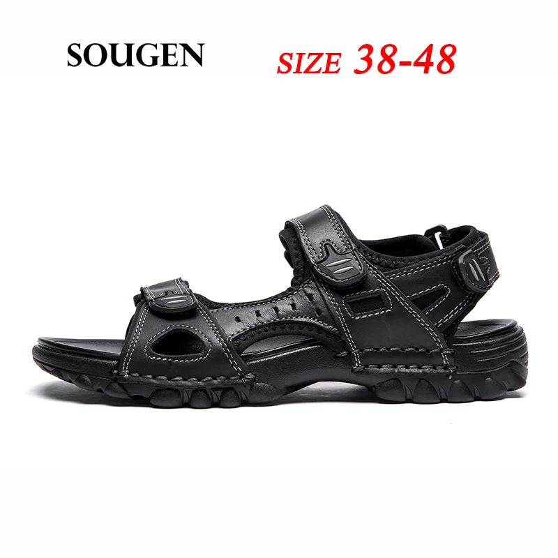 Size38 48 мужские кожаные сандалии удобная обувь для мужчин Летняя мужская взрослых