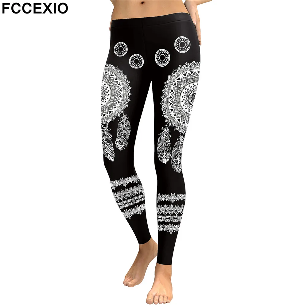 

FCCEXIO New Arrival 2019 Leggings Women Mandala Flower Digital Print Fitness Leggins Elastic Workout Plus Size Pant Legging