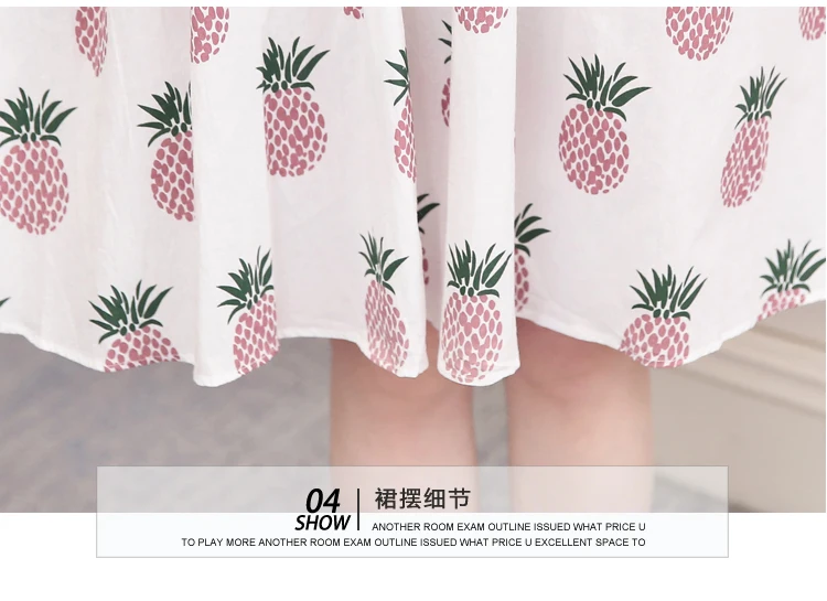 Платья для беременных 2019 Летний новый корейский мода ананас печати лук свободный для беременных Одежда для беременных vestidos