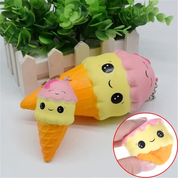 

10/18cm Cute Cartoon Double Smiley Face Ice Cream Squishy Slow Rising Sweet Scented Charms Food Rebound Bread Kid Toys