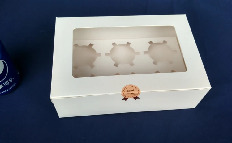 100 шт. 24*15.5*7.5 см 6 сетки белый/коричневый крафт-Бумага Muffin Box для конфет/ пищевой/свадьба/ювелирные изделия упаковка подарочная коробка