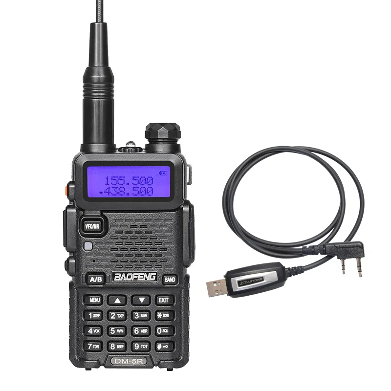 Baofeng DM5R DMR Digitall& аналоговая рация VHF UHF 136-174 400-480Mhz 2000mAh 128CH портативный радиоприемопередатчик - Цвет: with cable