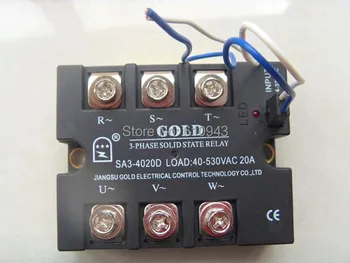 

SA34020D Three phase DC to AC Solid State Relay SSR ,input voltage 4-32VDC ,output voltage 40-530VAC,20A