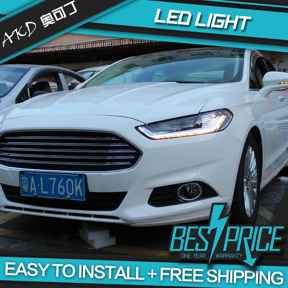 AKD тюнинг Автомобильные фары для Ford Mondeo Fusion 2013- светодиодные фары DRL ходовые огни Биксеноновые Противотуманные фары ангельские глаза