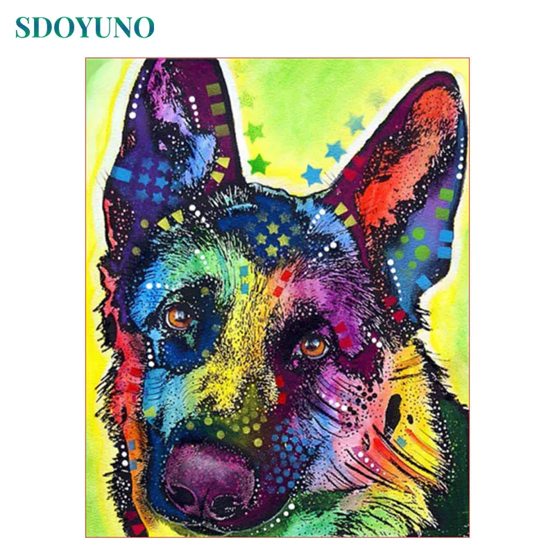 SDOYUNO 40X50 см, рамка для животных, краска по номерам, Цветная собака для самостоятельного украшения дома, свадебное украшение, краска по номерам для подарка - Цвет: 1641