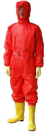 Хороший герметичный резиновый ПВХ химический защитный костюм - Цвет: RED