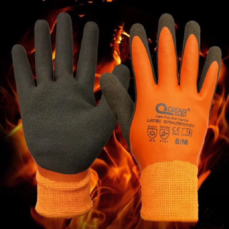 1 Pair Fishing Gloves Warm Safety Gloves Acrylic Anti Cold Thermal Wear-resistant Waterproof Winter Cold Storage Transportation