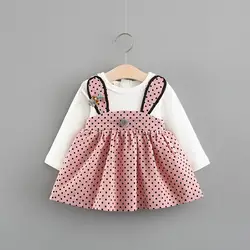 Новое поступление 2018 года, популярное платье в горошек для малышей, vestido infantil, весеннее платье в горошек для девочек 0-3 лет