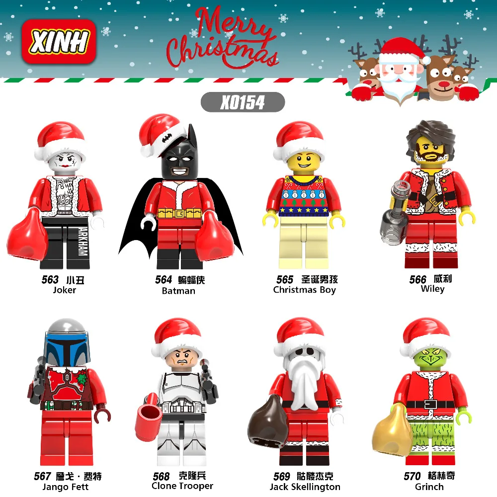 X0154 Weihnachten юнге Figur Джек Скеллингтон Wiley Джокер Бэтмен Джанго Фетт Клон Trooper Bausteine