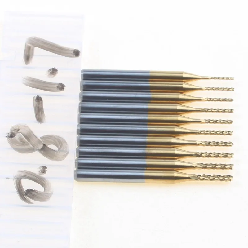 10pcs Titanium cutter mill 0.8mm 1.7mm End Mill Engraving Bits CNC