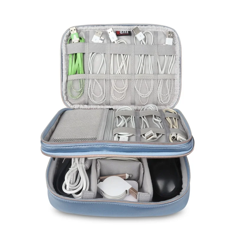 

Luxury Universal Double Layer Travel Gear Electronics Accessories Organizer Storage Bag Battery Charger Case 5 Color
