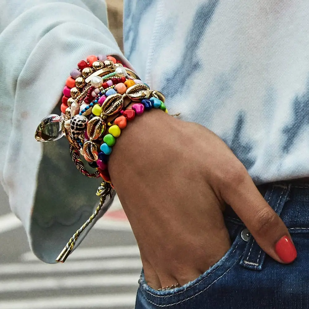 

JUST FEEL New Trendy Unique Bangle Bracelets Boho Handmade Colorful For Women Design New Beaded Bracelet Party Accessories Girl