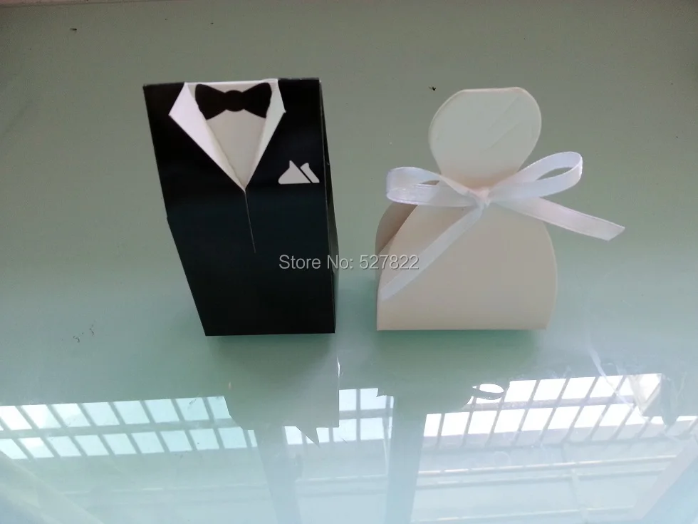 4000pcs (2000 pairs) X Bride and Groom Wedding Favor Boxes and gift box candy box with Ribbon Free Shipping4