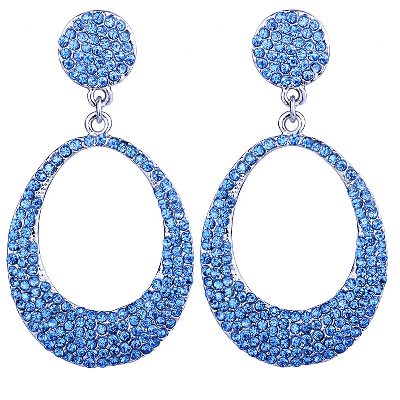 

Brand Design Fashion Round Dangle Earings Elegant Full Crystal Rhinestone Statement Earrings For Women Wedding Party Jewelry