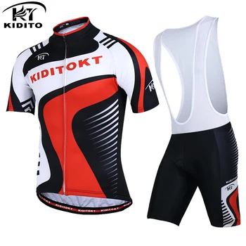 

KIDITOKT 100% Polyester short bib Cycling Jerseys Set Pro Summer cycling kit equipacion ciclismo ropa ciclista cycling wear