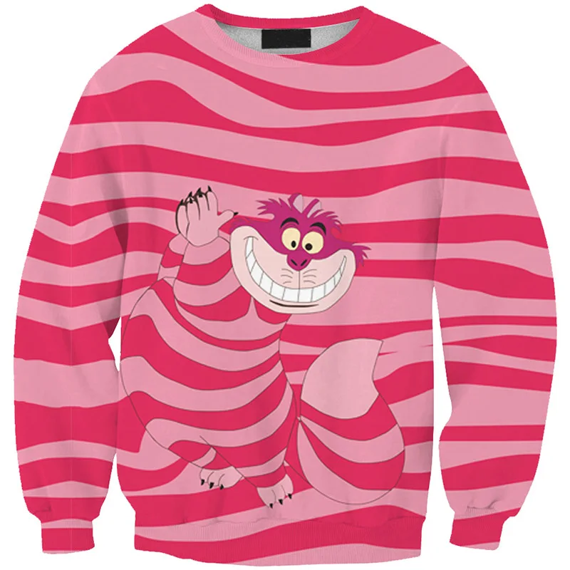 

New Arrival 0141 Women Girl Alice in The Wonderland Cheshire cat 3D Prints Walking Sweatshirt Suit Outside Workout Hoodies