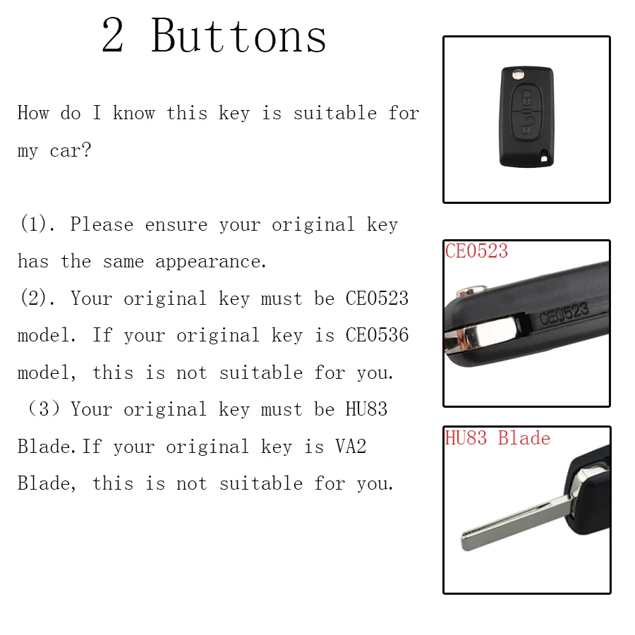 2 Button Car Remote Flip Key Fob Case Blade Shell For PEUGEOT 207 307 308 407