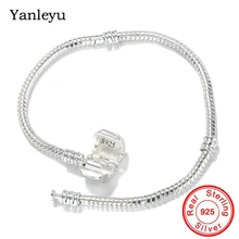 Yanleyu настоящий 925 пробы серебряный браслет с цепочкой в виде змеи, браслет с подвеской, подарок для женщин, ювелирное изделие DIY PB031