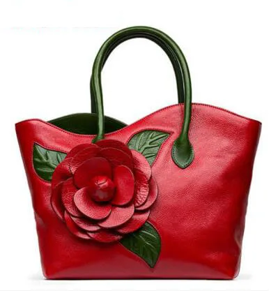 TOMUBIRD Улучшенная воловья кожа дизайнерский Вдохновленный дамы ручной работы объемный брелок в виде цветка ручной работы кожаная сумка сумки - Цвет: Red