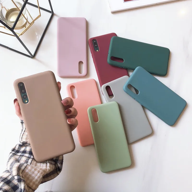

Simple Scrub Macaron Solid Candy Color Cover Cases For Huawei P30 P20 P10 Mate 10 20 Pro Nova 2S 3 3i 3e 4 4e Soft TPU Back Capa