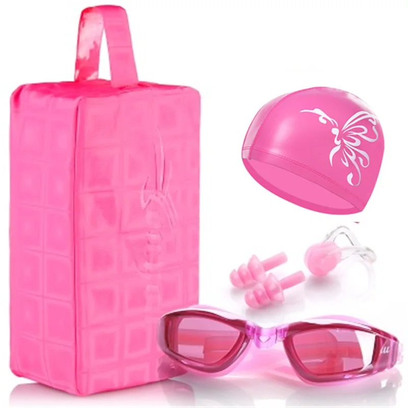 

Waterproof swimming cap men and women swimming goggles Swim cap ear protection swimming hat Nose clip Earplugs