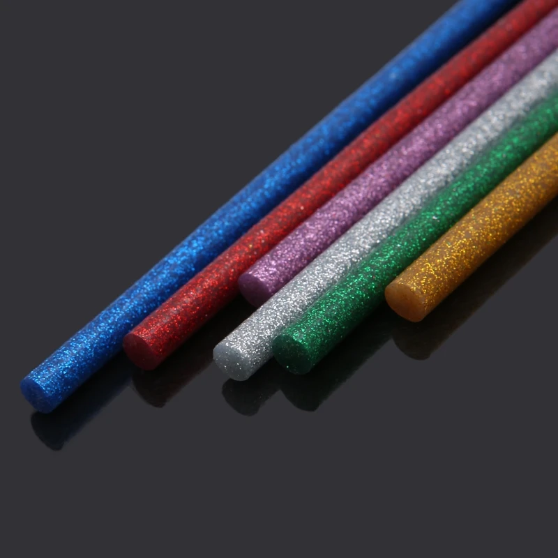 6 шт. термоплавкий клей-карандаш смешанный цветной блеск 7 мм x 200 мм для DIY ремесленных игрушек Инструменты для ремонта клей F5H6