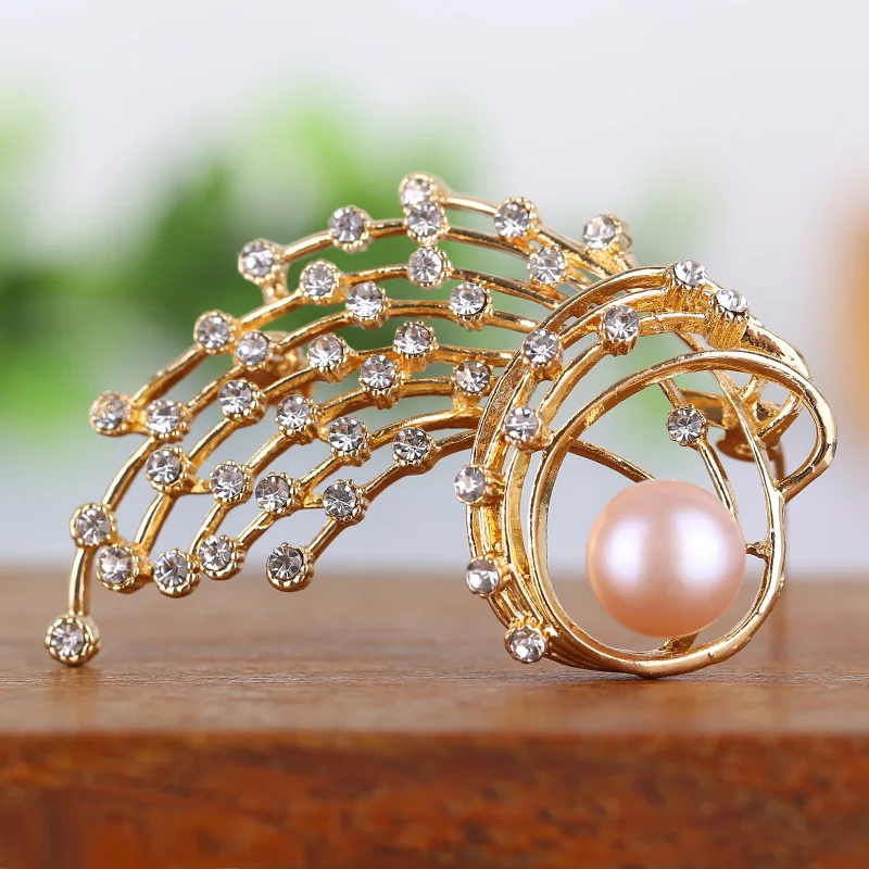 

Meteor flashing brooch Natural pearl diamond brooch Certified natural freshwater pearl corsage Clothing decorations