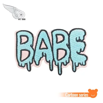 

Babe patch Mini front cartoon text patch clothing decoration cool biker motorcycle embroidery iron on patches DIY