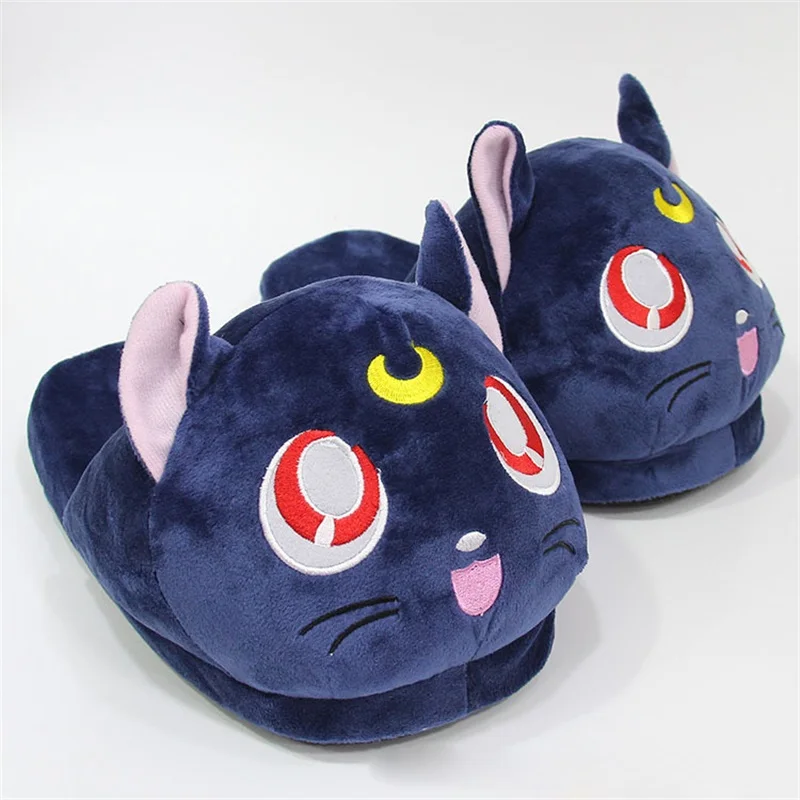

Cosplay Sailor Moon Luna Japanese Anime Warm Slippers Cute Lolita Girl Home Short Plush Non-slip Indoor Stereo Cat Ears Shoes