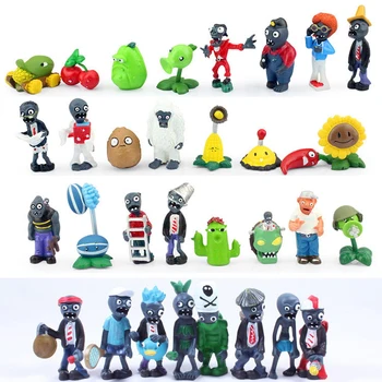 

32pcs/lot Plants vs Zombies PVC Figures Toys 3-8cm PVZ Crazy Party Version Plants + Zombies Action Figure Collection Model Toy